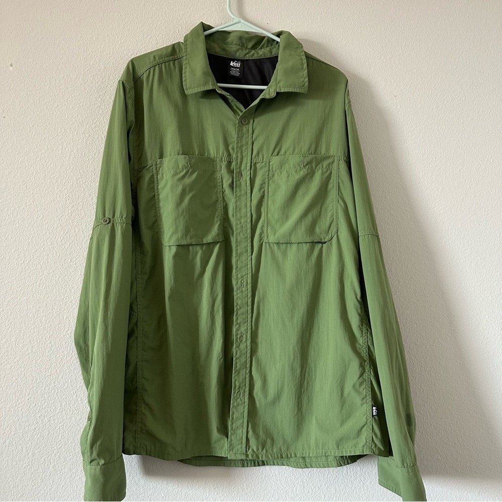 REI large tall long sleeve button down shirt